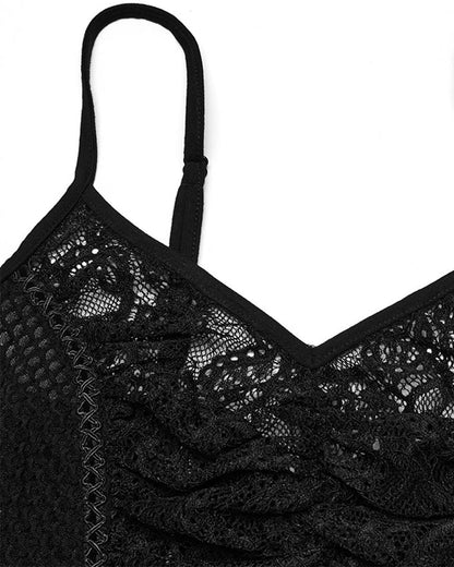 WT-972DDF Womens Elegant Gothic Lace Inset Camisole Vest Top