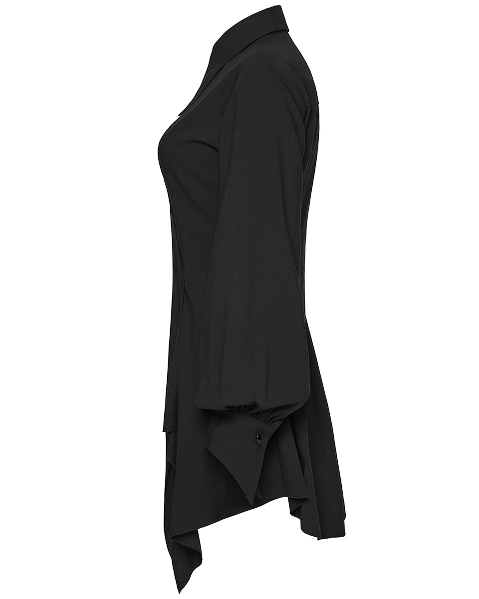 PR-OPQ-934LQF-BKF Daily Life Womens Gothic Witch Asymmetric Shirt Dress