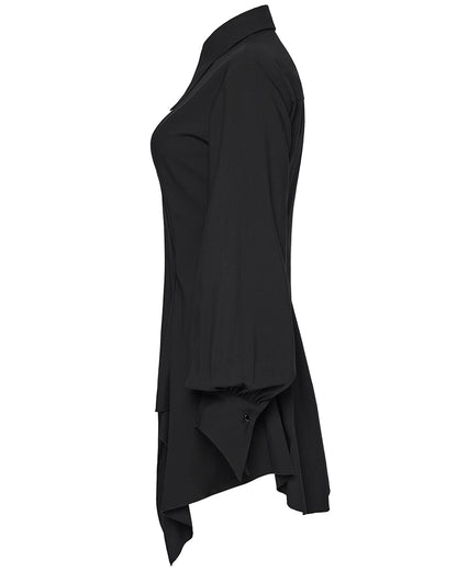 PR-OPQ-934LQF-BKF Daily Life Womens Gothic Witch Asymmetric Shirt Dress