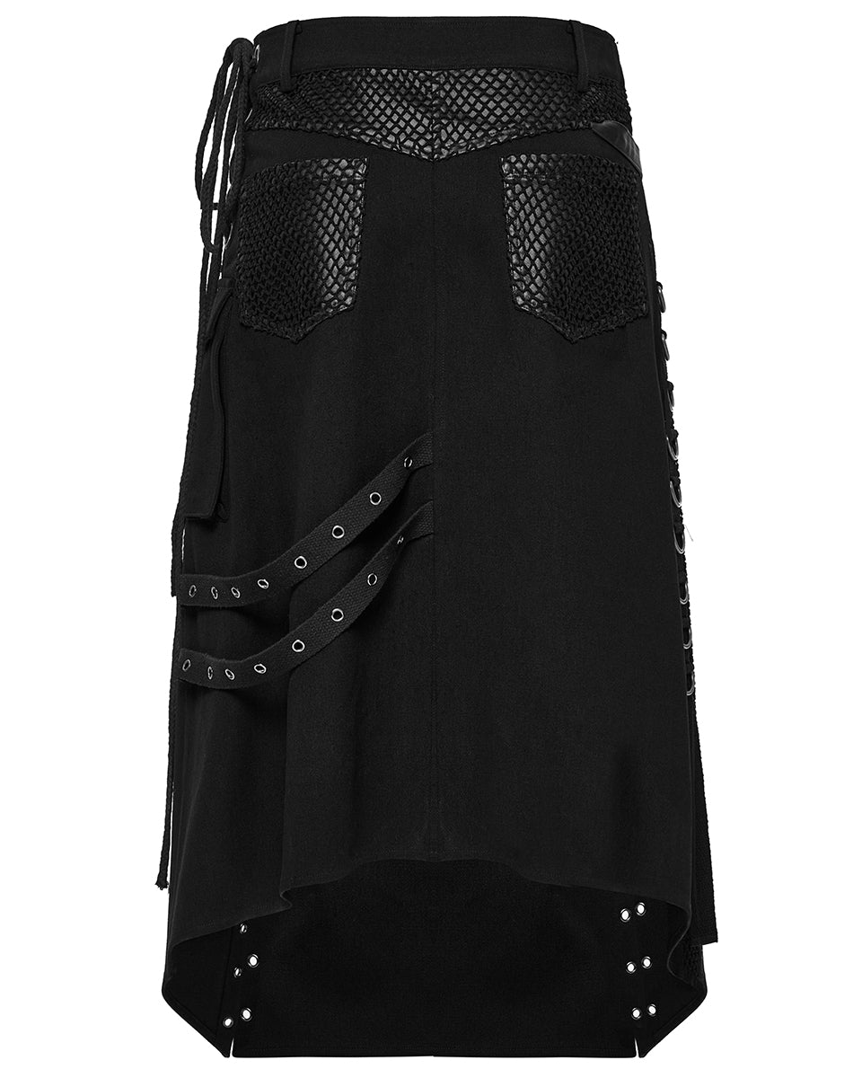 WQ-872BQM-BKM Mens Apocalyptic Gothic Transformer Utility Kilt Skirt