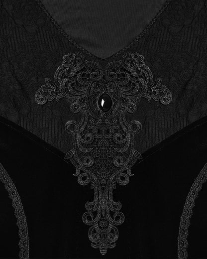 WQ-889LQF Womens Dark Gothic Velvet Applique Fishtail Dress