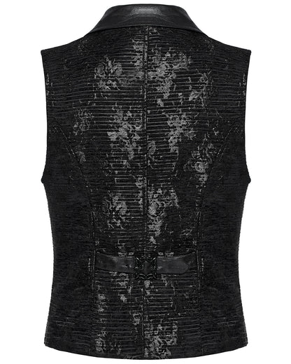 WY-1698MJM Mens Dark Gothic Jacquard Waistcoat Vest - Black