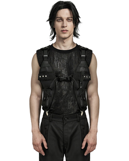 WS-633BDM-BKM Mens Apocalyptic Wasteland Punk Tactical Utility Harness Top