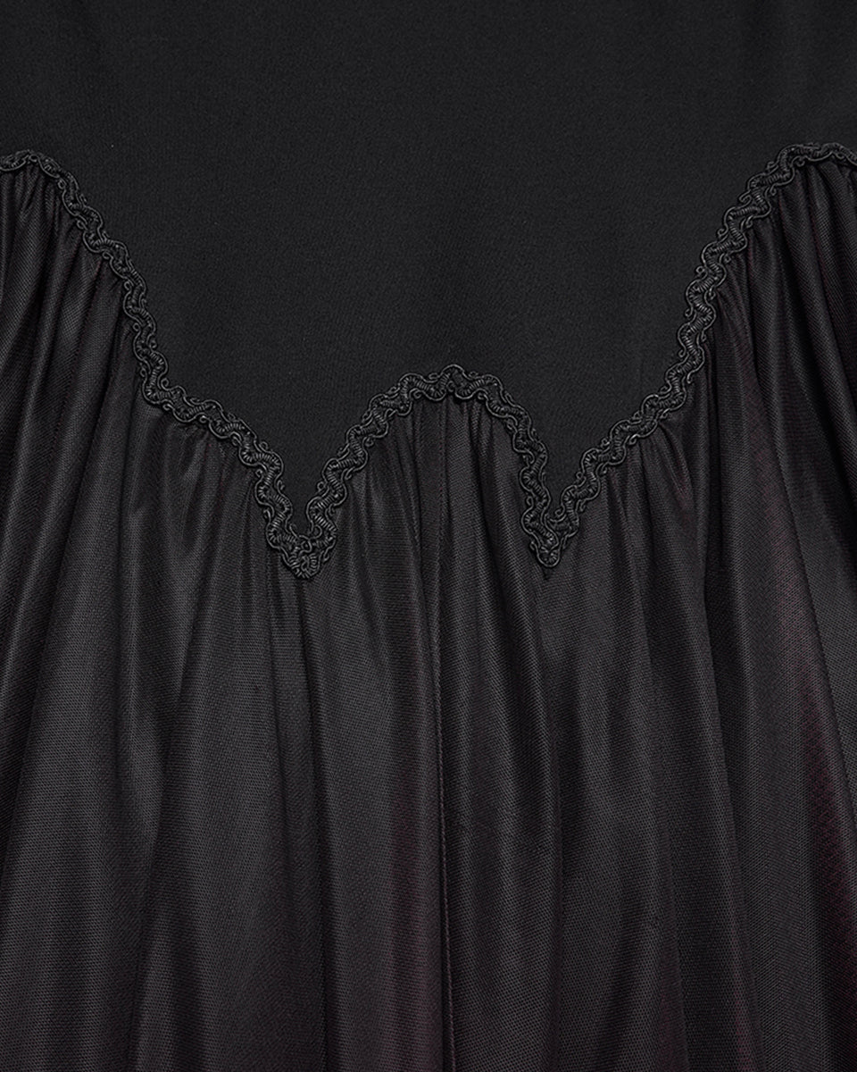 PR-OPQ-1548BQF-BKRDF Daily Life Womens Long Gothic Gradient Fitted Skirt - Black & Red