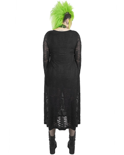 DQ-510 Plus Size Womens Snakescale Apocalyptic Gothic Split Leg Maxi Dress