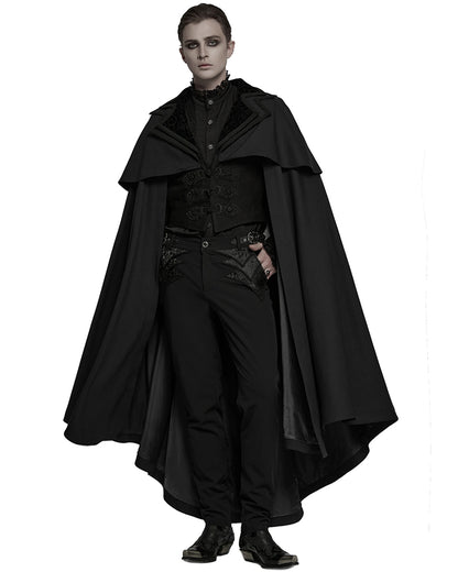 WY-1810DPM-BKM Mens Salazar Regency Gothic Vampire Cloak - Black