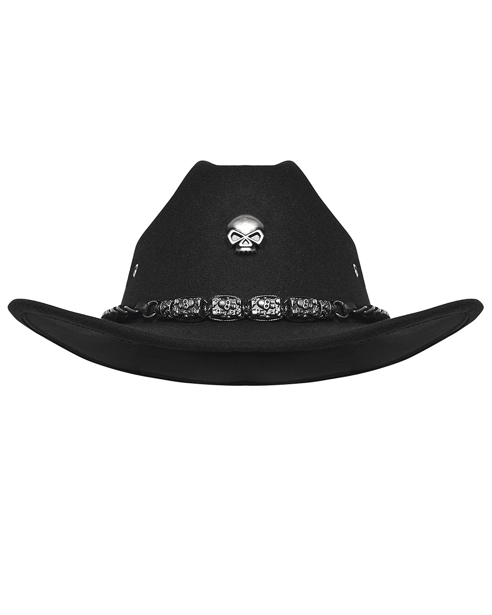 WS-860MZ Unisex Gothic Punk Skull & Chains Fedora Hat