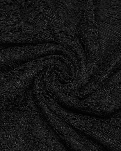 PR-OPT-989TDF-BKF Womens Elegant Gothic Lace Overlayer Applique T-Shirt Top