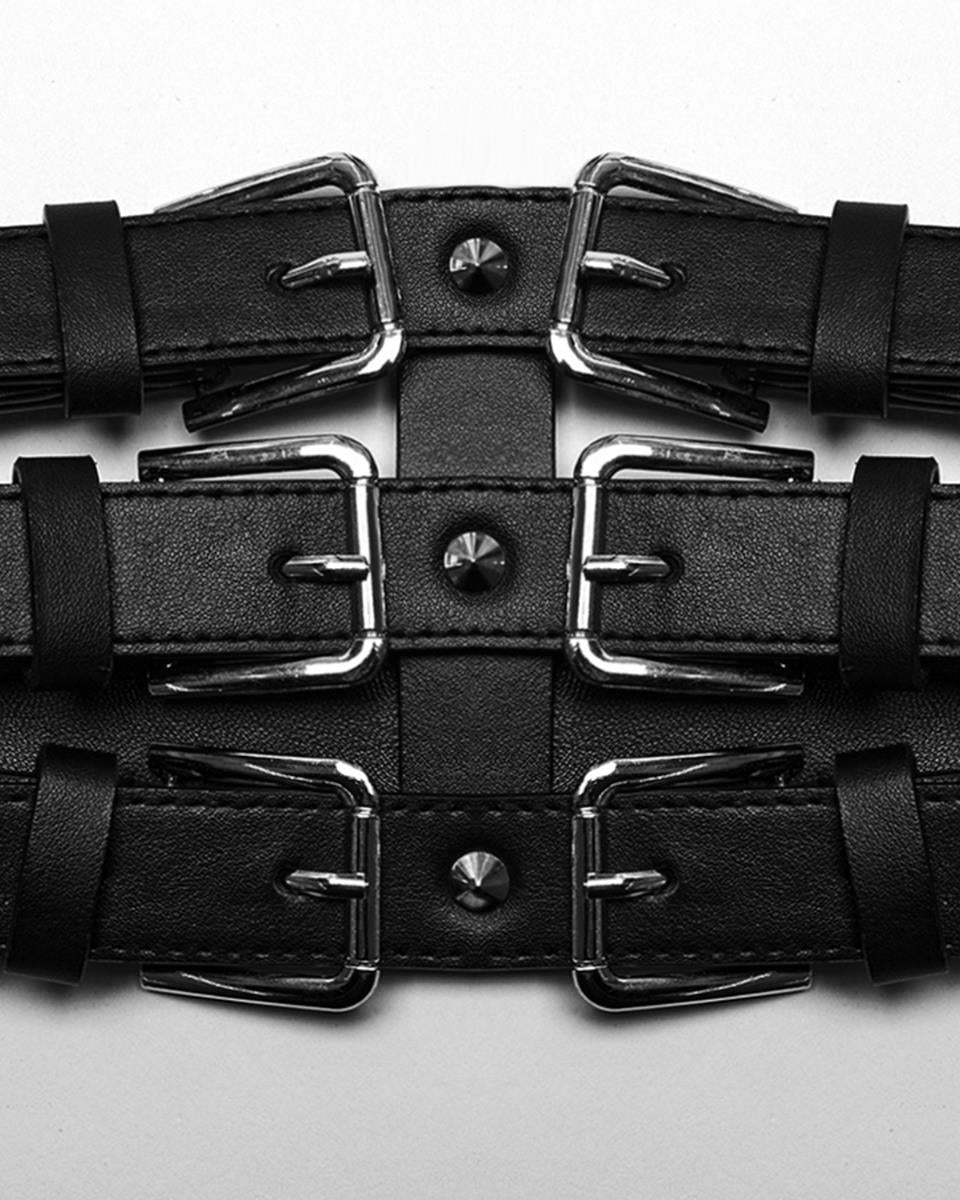 WS-636BDM-BKM Mens Apocalyptic Punk One Shoulder Strapping Harness - Faux Leather