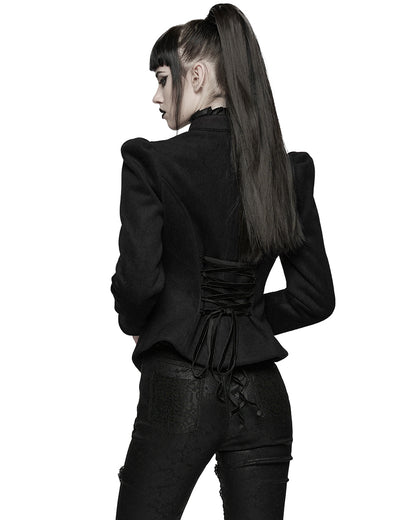 WY-1841EDF Womens Gothic Embroidered Victorian Woolen Riding Jacket