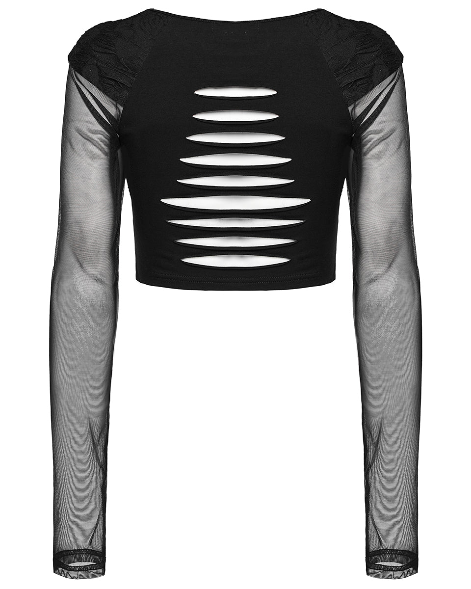 WT-850TCF Womens Apocalyptic Cyberpunk Gothic Broken Knit Top