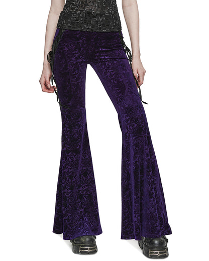 PR-DK-567DQF-VIF Gothic Embossed Baroque Flared Pants - Extended Size Range - Purple