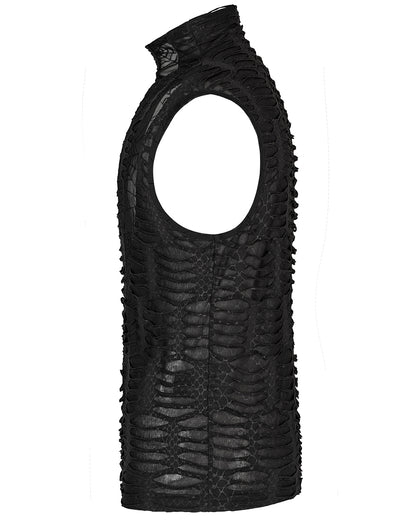 PR-T777-BKM Mens Apocalyptic Gothic Shredded Mesh Tank Top Vest