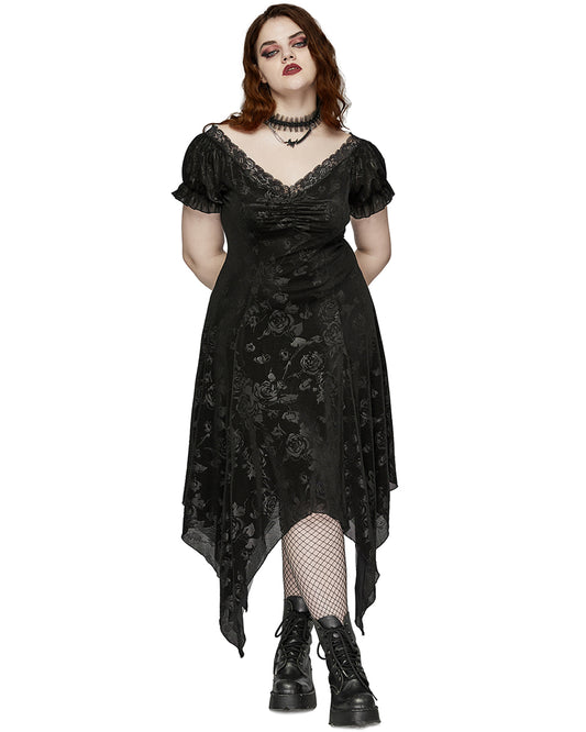 DQ-735LQF Plus Size Womens Gothic Dark Rose Dress