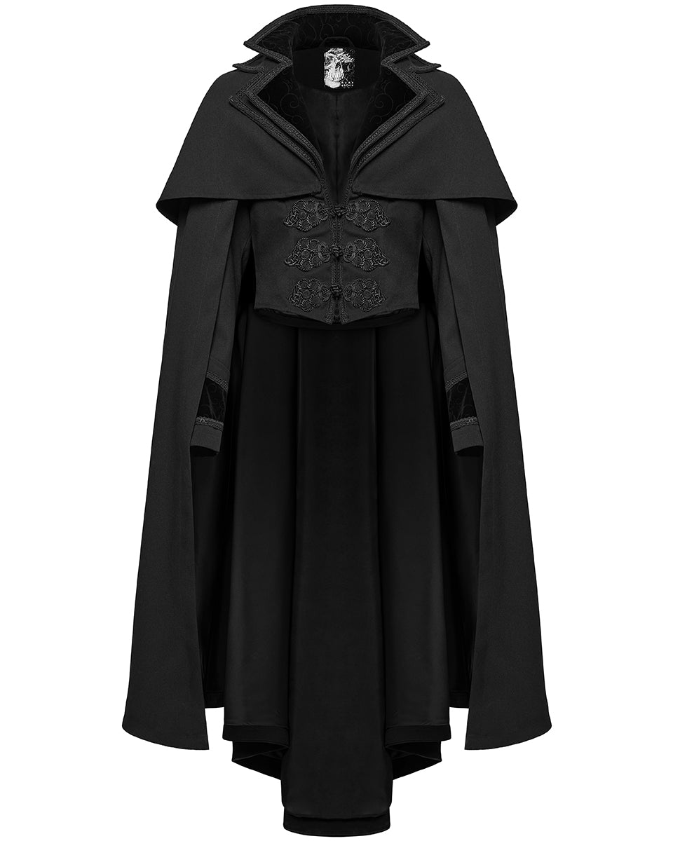 WY-1810DPM-BKM Mens Salazar Regency Gothic Vampire Cloak - Black