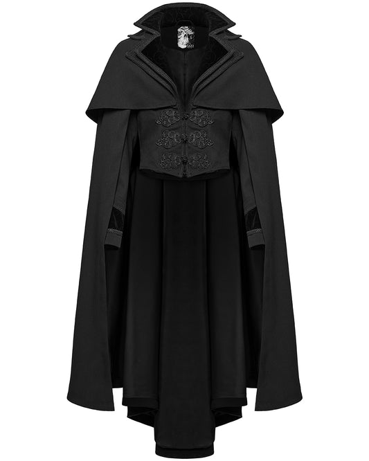 WY-1810DPM-BKM Mens Salazar Regency Gothic Vampire Cloak - Black