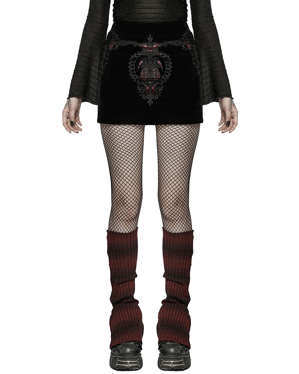 S-513 Womens Apocalyptic Punk Striped Knit Legwarmers - Black & Red