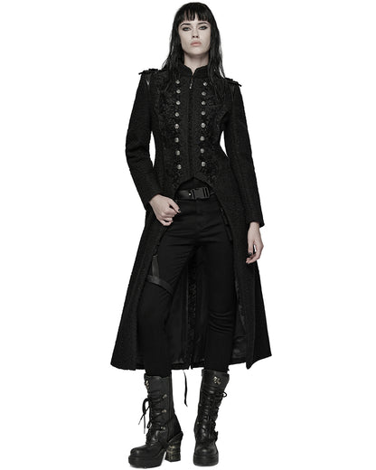 WY-1827XCF Womens Long Gothic Aristocrat Woolen Winter Military Coat