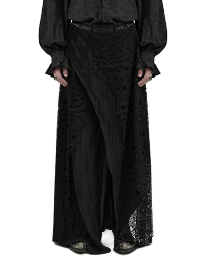 PR-WQ-652BQM-BKM Mens Long Apocalyptic Punk Skirt