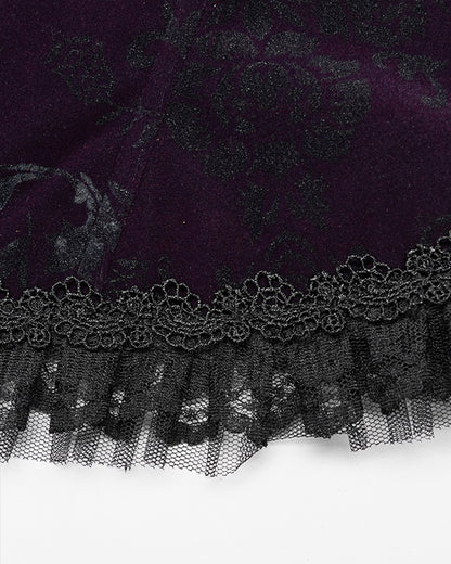 PR-DS-564YDF-BKVIF Gothic Victorian Damask Cincher Corset - Extended Size Range - Purple Velvet