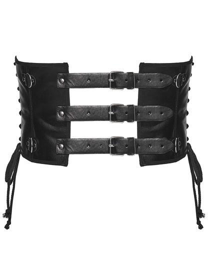 WS-852YDM Mens Apocalyptic Gothic Faux Leather Buckled Strapping Corset Girdle Belt