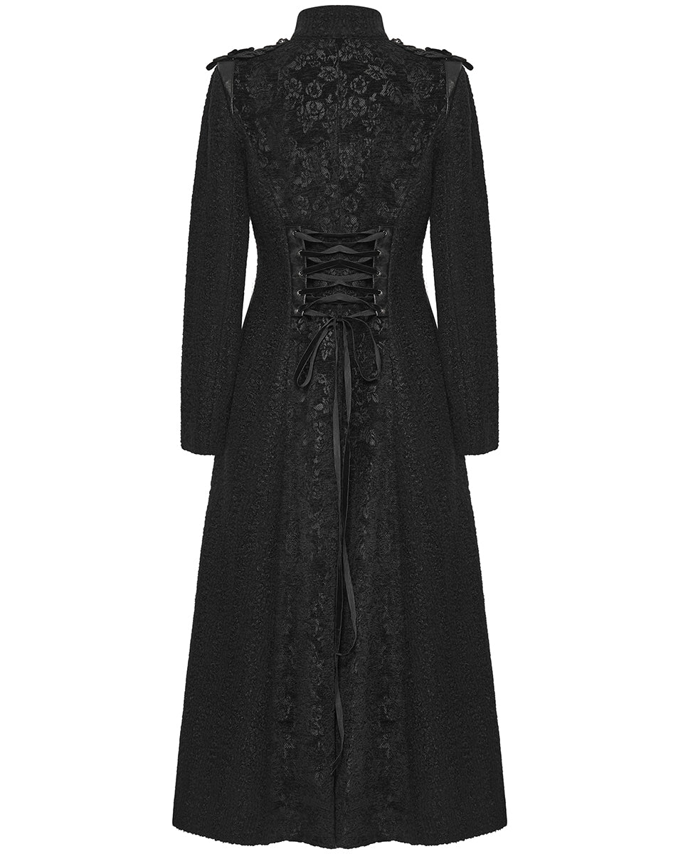 WY-1827XCF Womens Long Gothic Aristocrat Woolen Winter Military Coat
