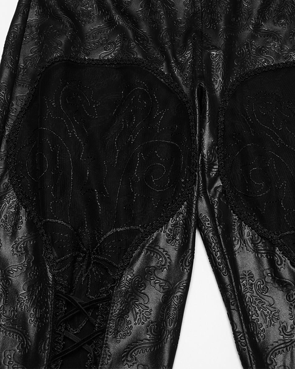 OK-711DDF Daily Life Womens Embossed Baroque Gothic Damask Butterfly Leggings