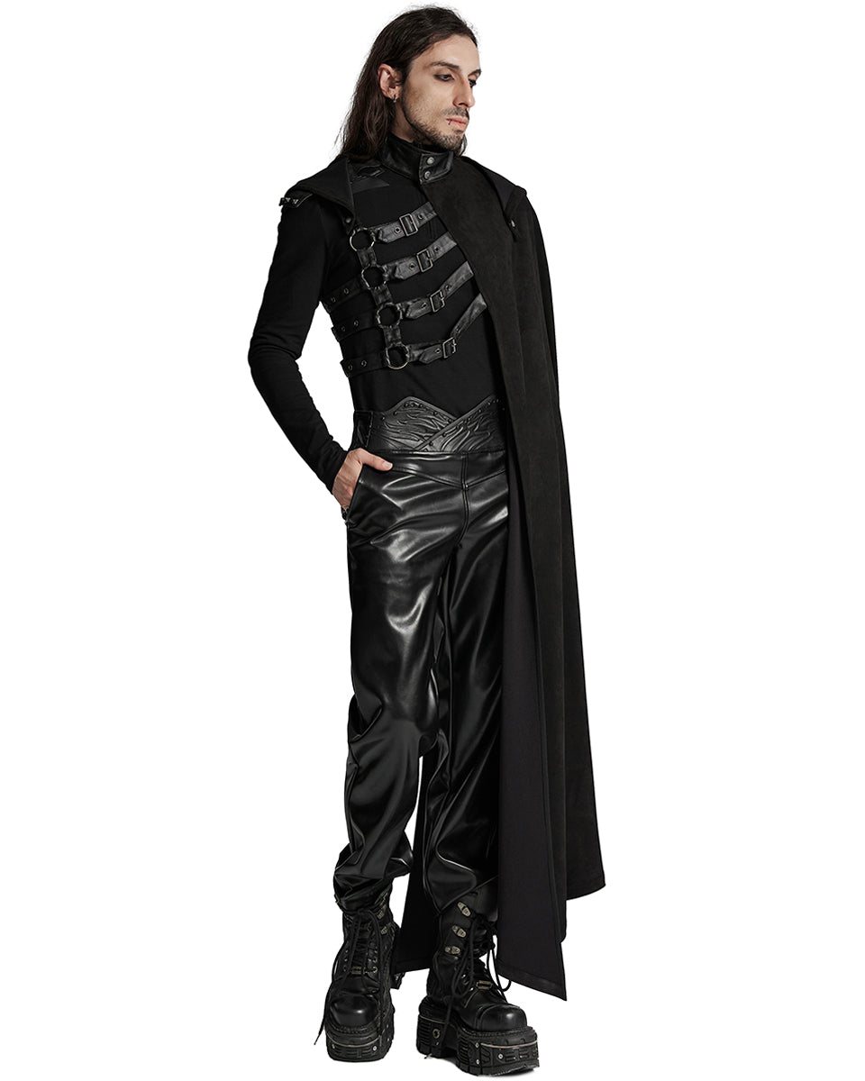 WY-1687DPM Mens Dark Gothic Knight One Shoulder 2-Piece Hooded Cloak