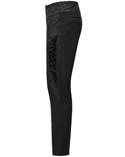 WK-642XCM-BKM Mens Gothic Aristocrat Jacquard Contrast Dress Pants