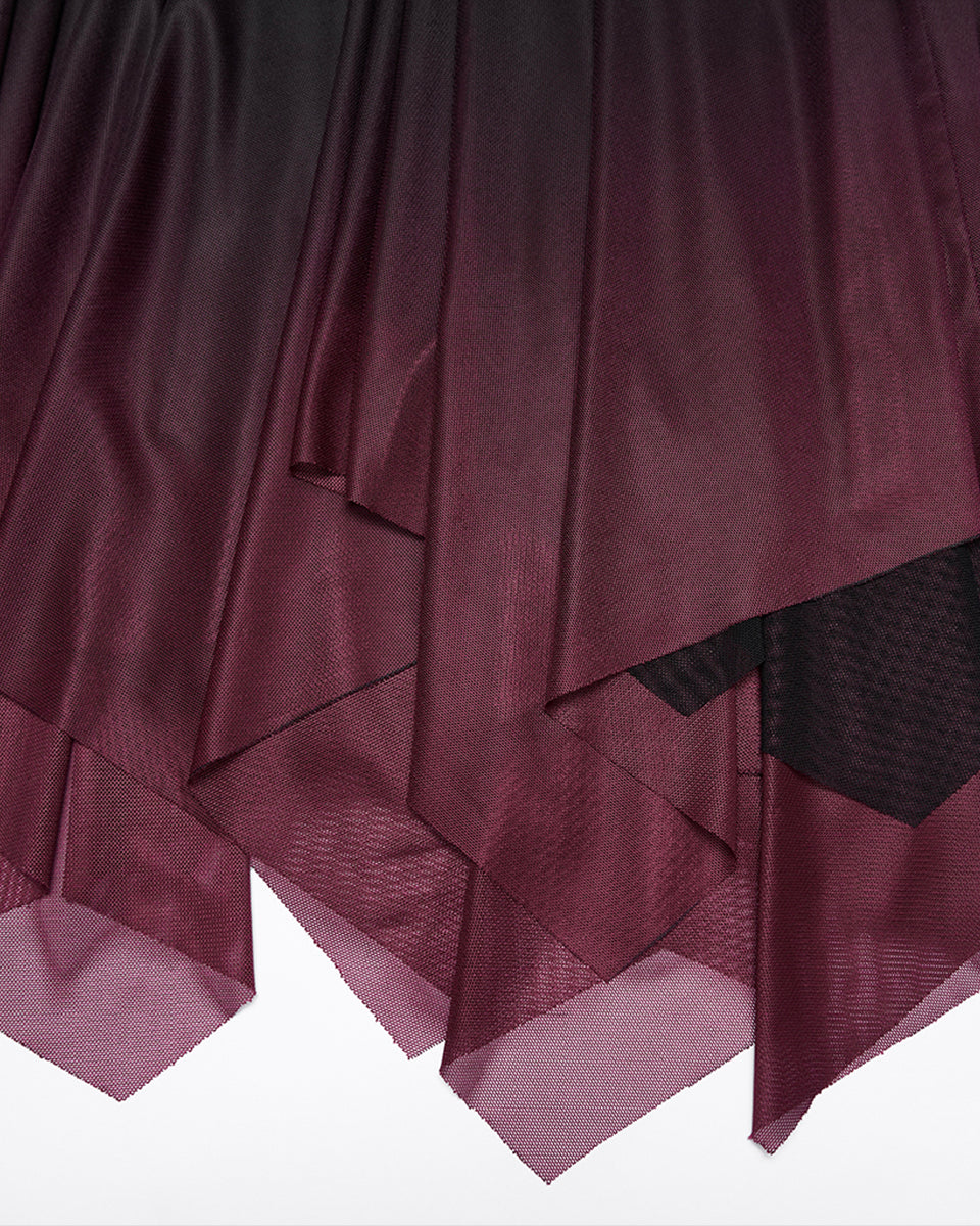 PR-OPQ-1548BQF-BKRDF Daily Life Womens Long Gothic Gradient Fitted Skirt - Black & Red