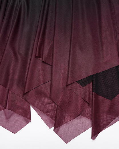 PR-OPQ-1548BQF-BKRDF Daily Life Womens Long Gothic Gradient Fitted Skirt - Black & Red