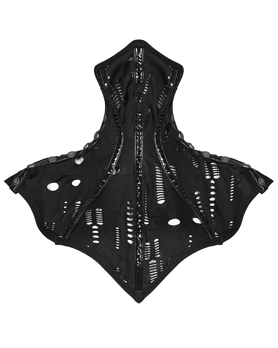 WS-493-BKFWomens Cyberpunk Shredded Knit Muffler Collar Shawl