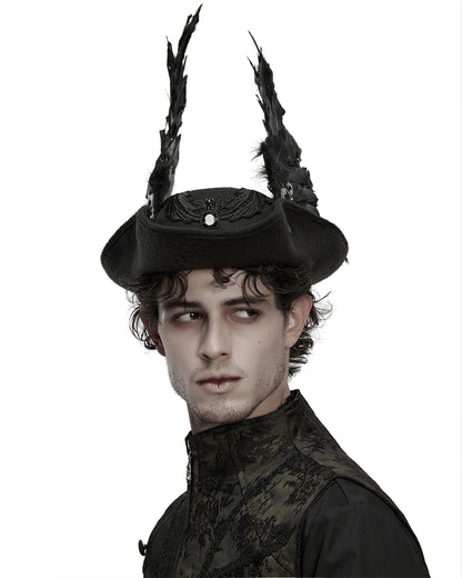 WS-805MZ Unisex Gothic Dark Demon Feathered Wings Tricorn Hat