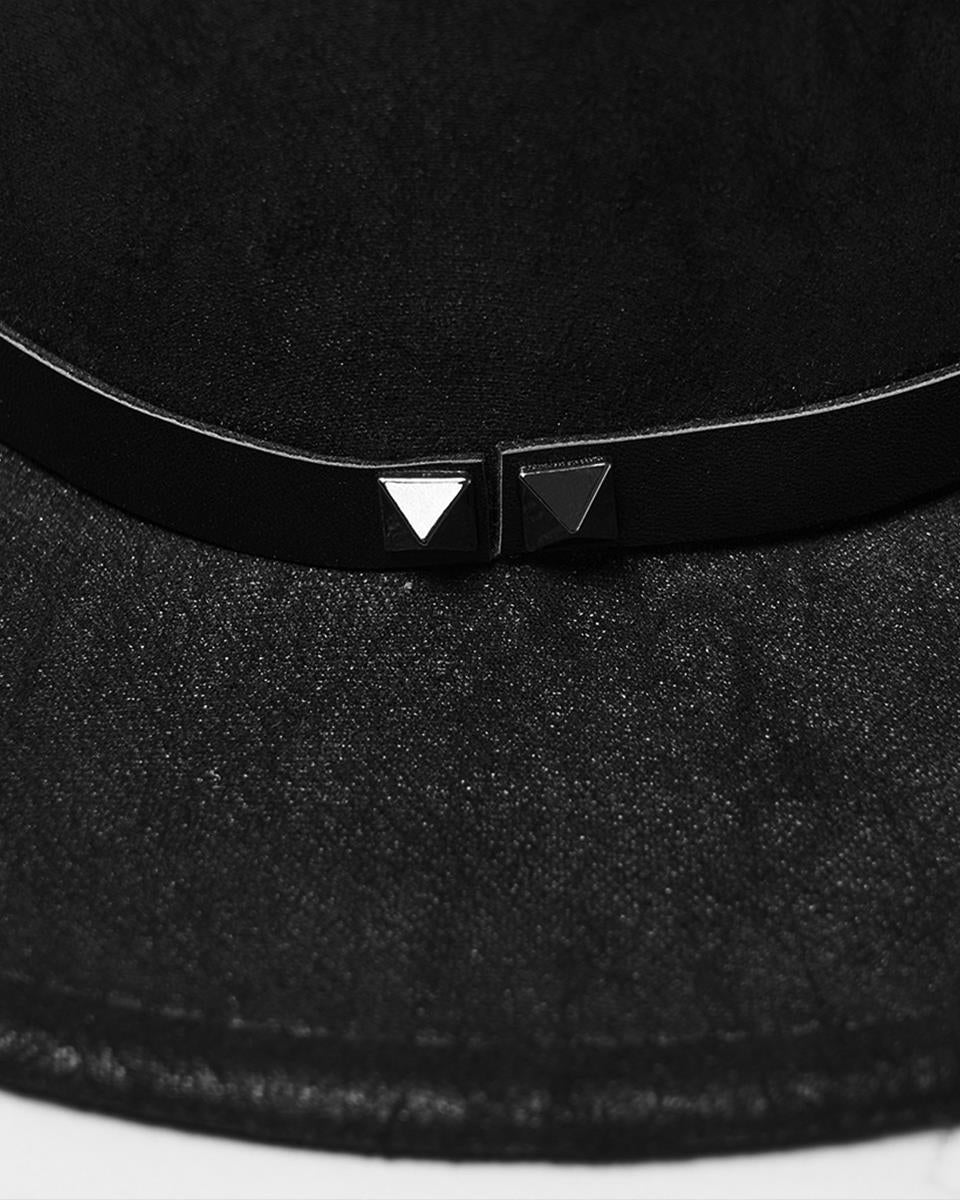 WS-859MZ Unisex Distressed Faux Leather Strapping Fedora Hat