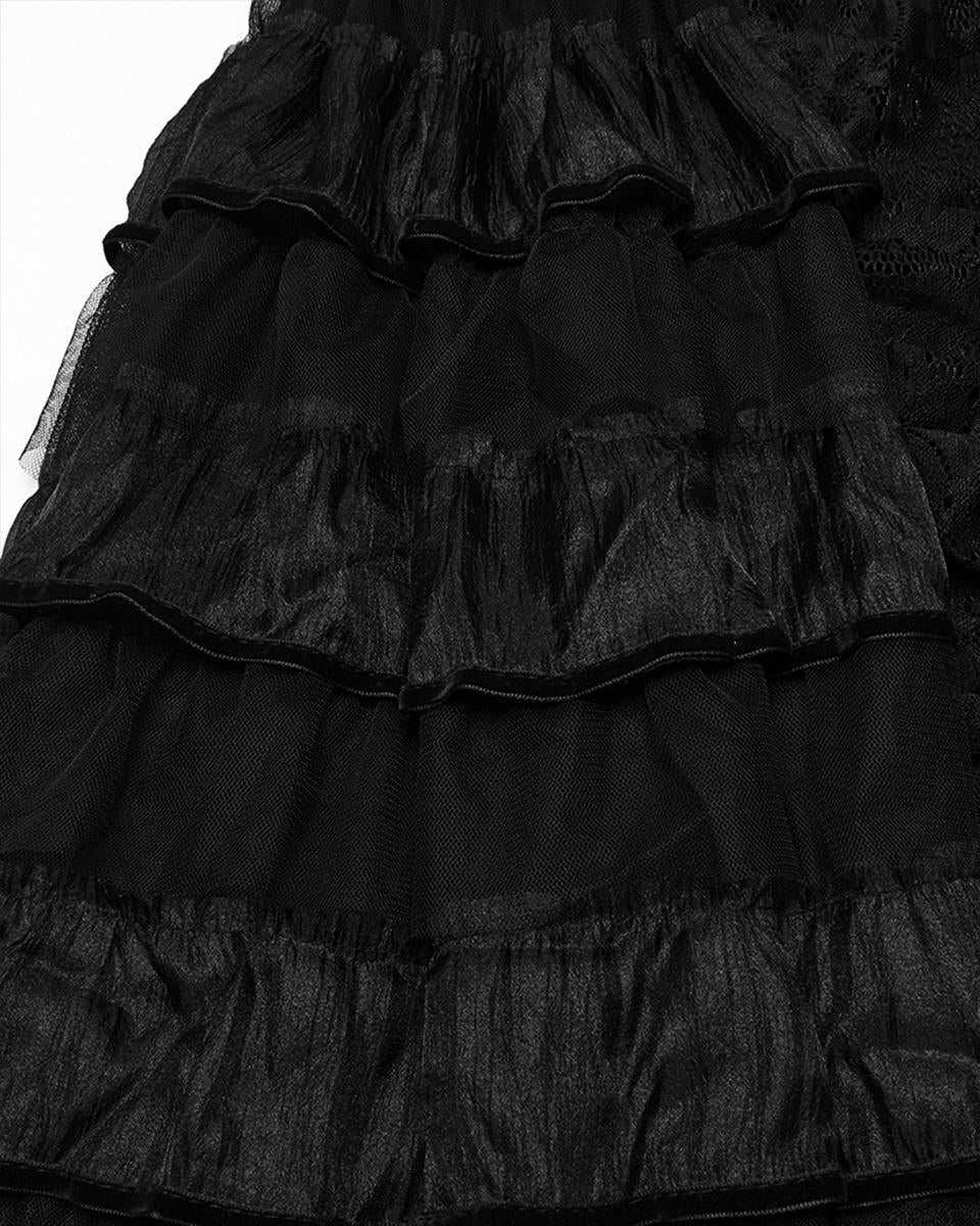 WQ-754LQF-BKF Womens Long Gothic Steampunk Cameo Prom Wedding Dress