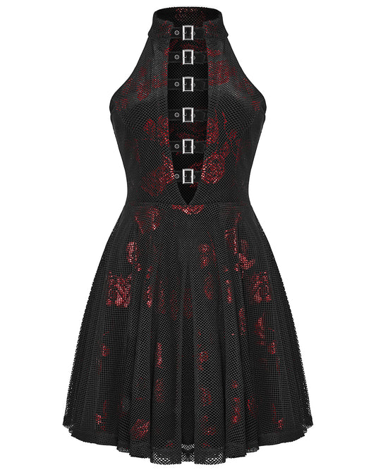 WQ-688LQF-BKRDF Daily Life Enmeshed Gothic Rose Dress - Black & Red