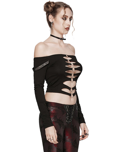 WT-875TCF-BKF Daily Life Cutout CyberPunk Piercing Top