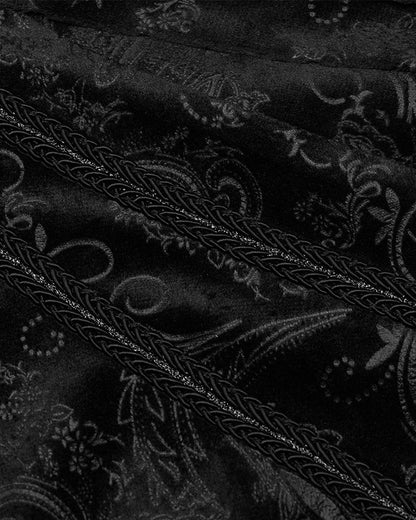 PR-WY-1571CCM-BKM Mens Gothic Aristocrat Embossed Velvet Paisley Shirt