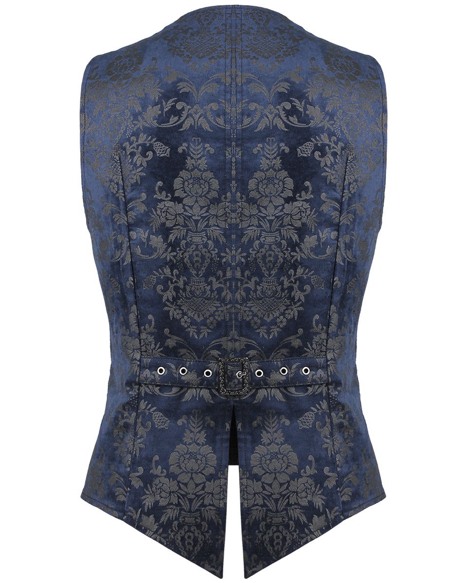 Y-452 Alcazar Mens Waistcoat Vest - Blue Damask