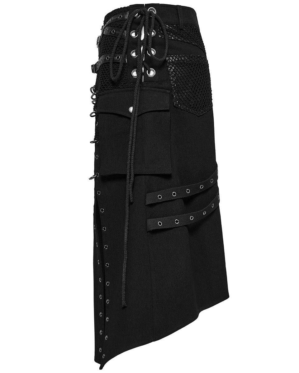 WQ-872BQM-BKM Mens Apocalyptic Gothic Transformer Utility Kilt Skirt