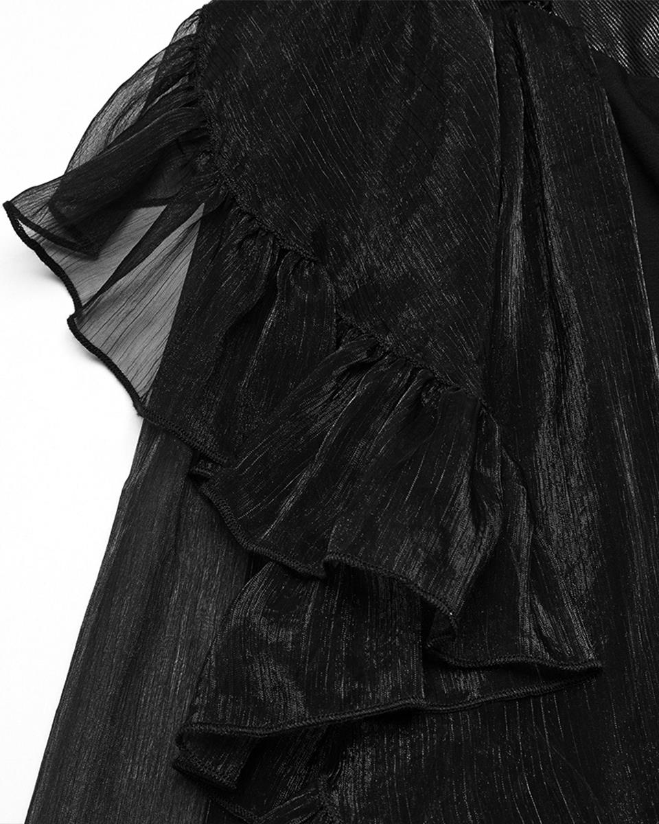 WQ-845BQF-BKF Womens Long Romantic Gothic Layered Chiffon Corset Skirt