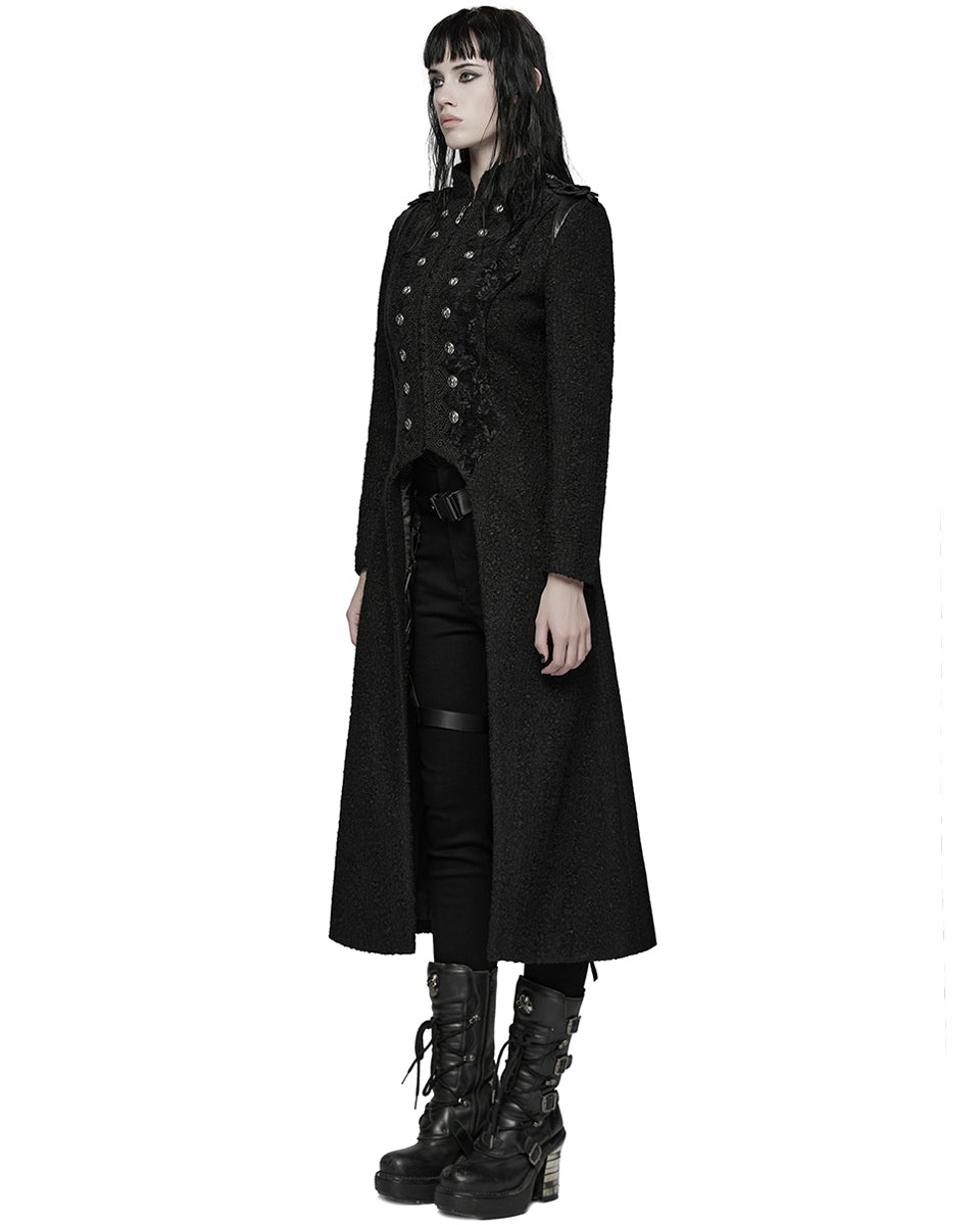 WY-1827XCF Womens Long Gothic Aristocrat Woolen Winter Military Coat