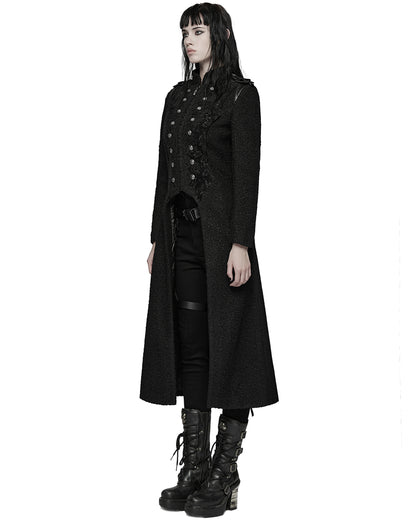 WY-1827XCF Womens Long Gothic Aristocrat Woolen Winter Military Coat