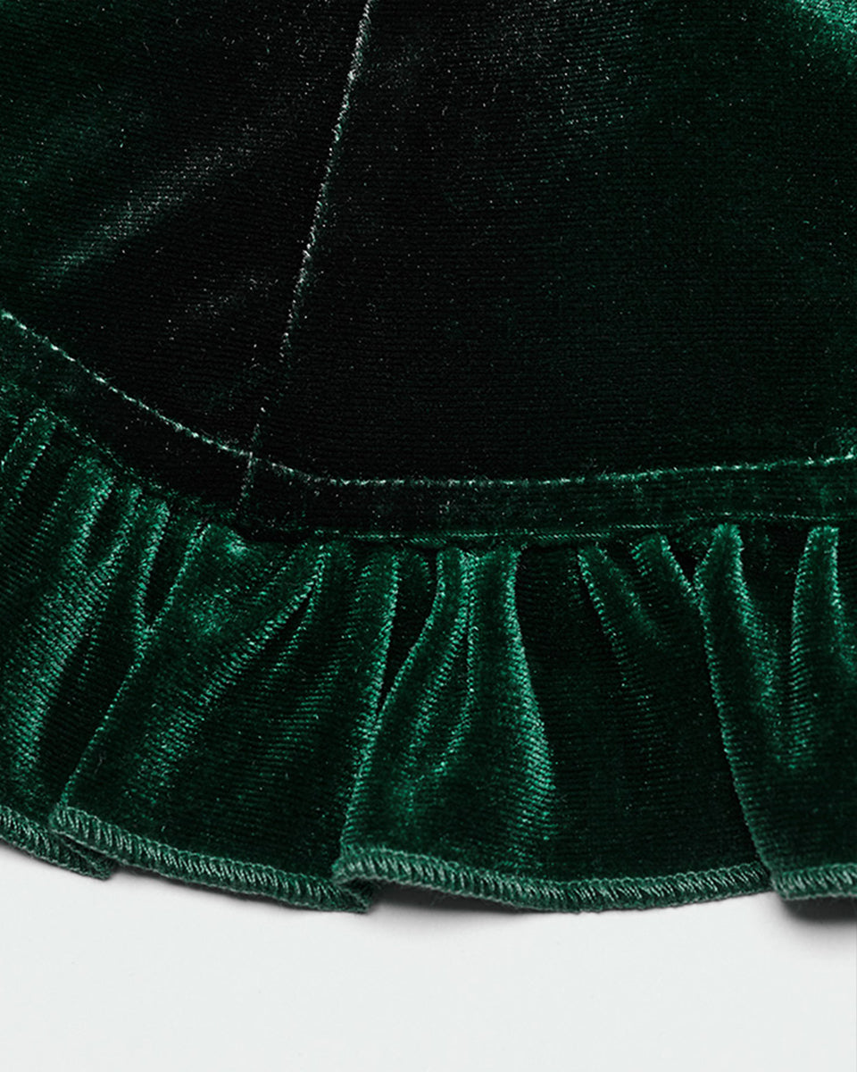 OY-1697DQF-GRF Daily Life Gothic Gradient Velvet Bat Collar Blouse Top - Green & Black