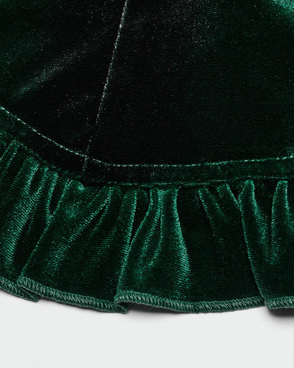 OY-1697DQF-GRF Daily Life Gothic Gradient Velvet Bat Collar Blouse Top - Green & Black