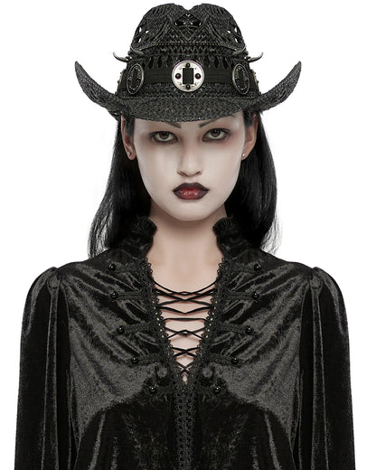 WS-675MZ Womens Apocalyptic Punk Studded Crochet Stetson Cowboy Hat