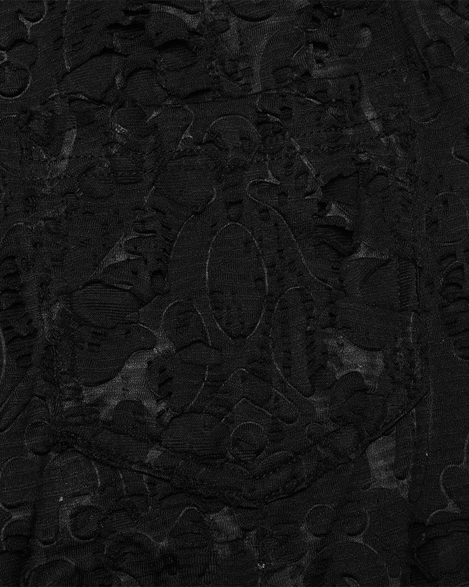 PR-OK-726XCF-BKF Daily Life Womens Apocalyptic Gothic Shredded Jacquard & Lace Flared Leggings