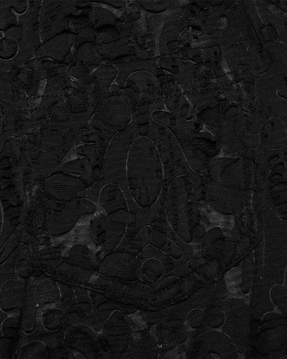 PR-OK-726XCF-BKF Daily Life Womens Apocalyptic Gothic Shredded Jacquard & Lace Flared Leggings