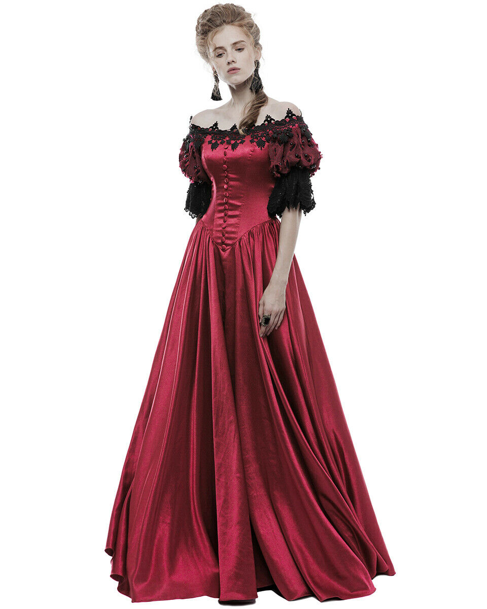 Q 352 Womens Regency Gothic Wedding Dress Red Punk Rave