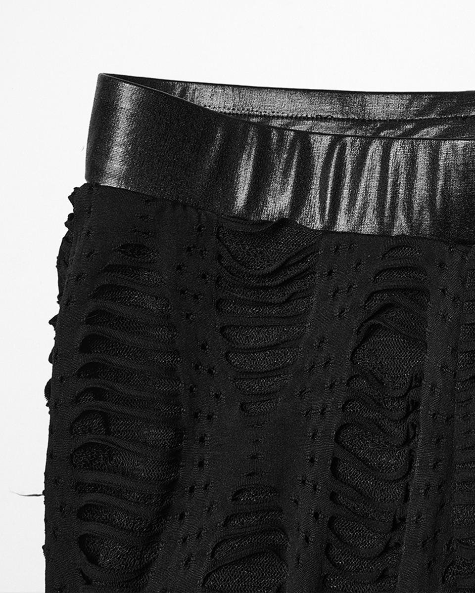 WK-743DDF Womens Apocalyptic Gothic Spliced Mesh Strapping Leggings